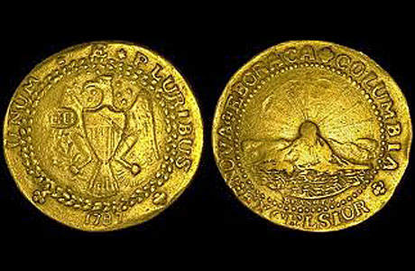 Монету Brasher Doubloon в 1787 году отчеканил ювелир Ефрем Брашер 