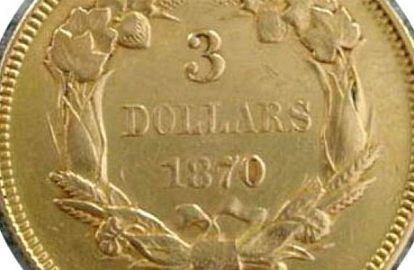 Золотая монета 3 доллара
