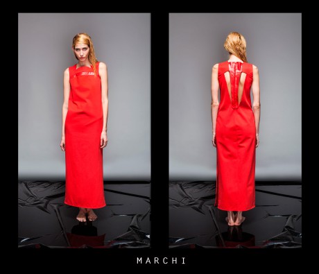 Платье из красного денима от Marchi